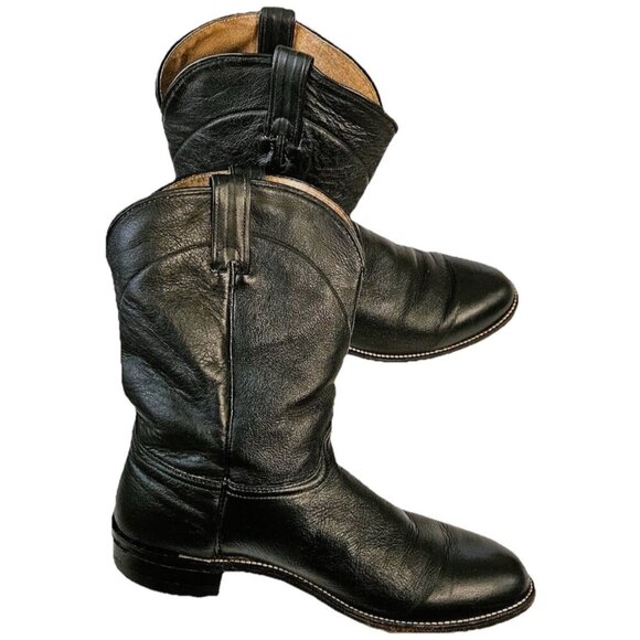 Biltrite Vtg Men’s Black Leather Cowboy Boots, 10EE,‎ Extra Wide Western Farm - Picture 1 of 7